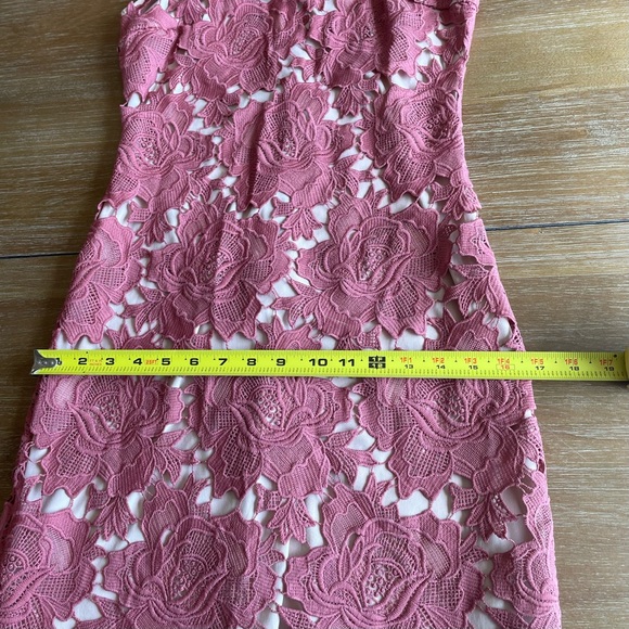Akira Chicago Black Label High Neck Pink & Nude Lace Body-Con Dress Size Medium - Picture 12 of 14
